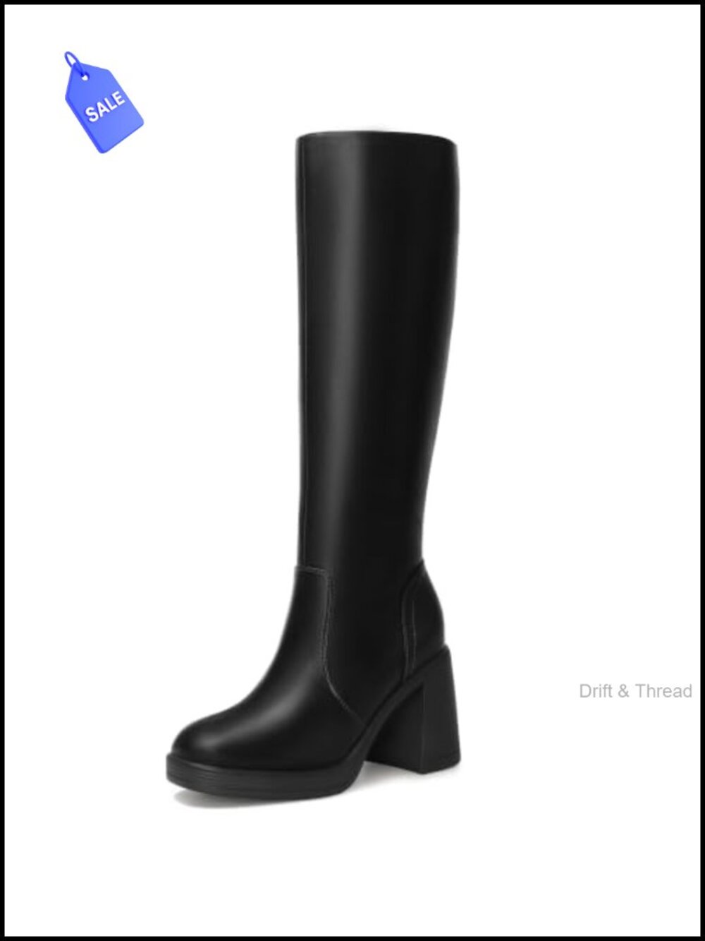 IDIFU Knee High Platform Boots Square Toe Stretch Fit Side Zip